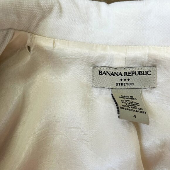 Banana Republic Stretch Cotton Twill Ivory Cream Blazer Jacket Size 4 - Picture 7 of 7